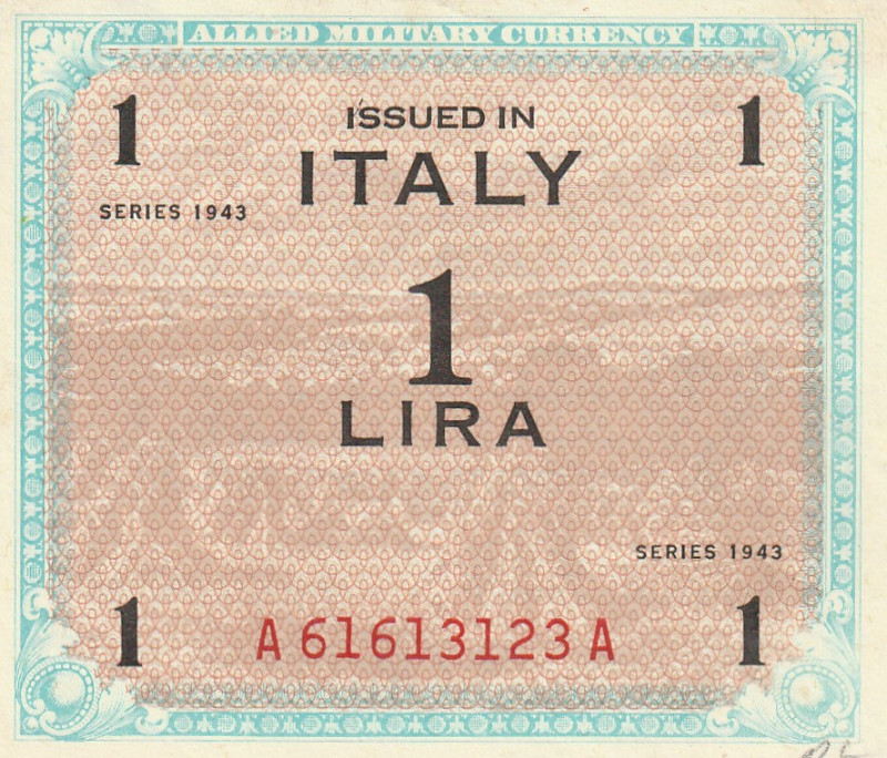 Italy 1 Lira 1943 Military Currency WWII

P-M10a, N# 205634; UNC