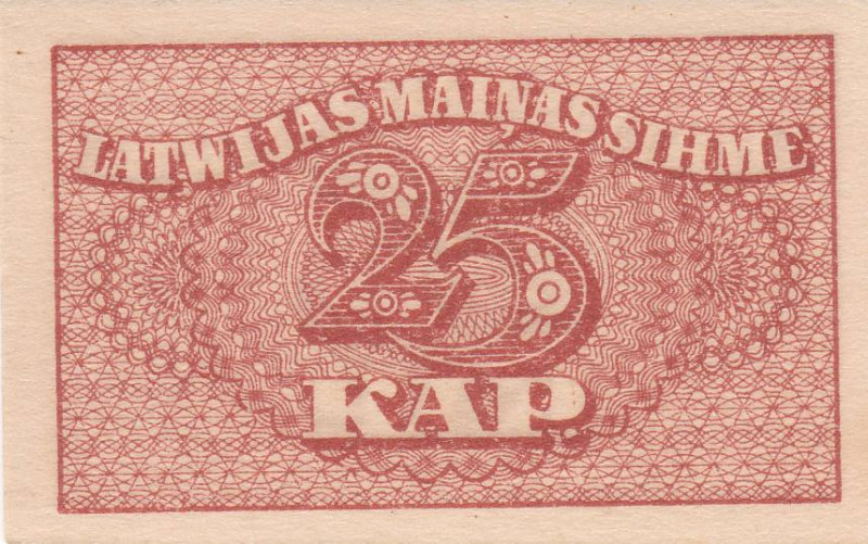 Latvia 25 Kapeikas 1920

P-11a, N# 207404; UNC