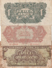 Poland 1, 2, 5 Zlotych 1944 Lot of 3 Banknotes