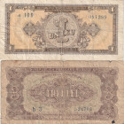 Romania 1 Leu, 3 Lei 1952  Lot of 2 Banknotes