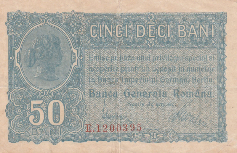 Romania German Occupation WWI 50 Bani 1917

Pick#M2 VF