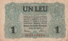 Romania German Occupation WWI 1 Leu 1917