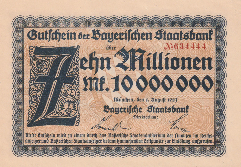 Germany Bavaria 10.000.000 Mark 1923

UNC