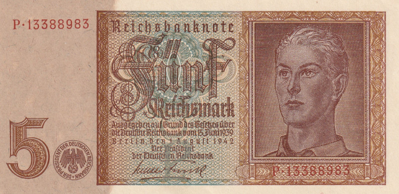 Germany 5 Reichsmark 1942

Pick#186a UNC