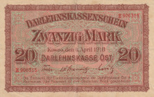 Germany 20 Mark 1918 Darlehnskasse Ost