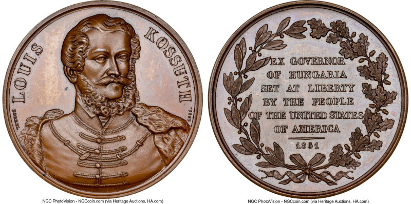 Franz Joseph I bronze "Louis Kossuth" Medal 1851-Dated MS65 Brown NGC, Hauser-75...