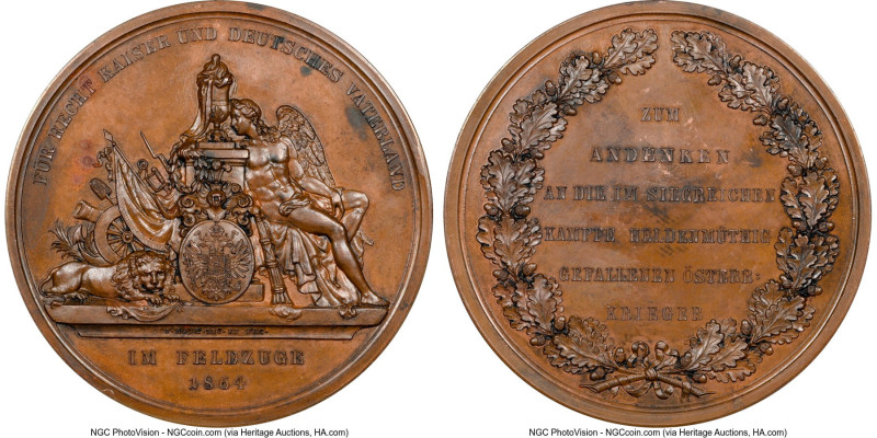 Franz Joseph I bronze "Fallen of Danish War" Medal 1864-Dated MS62 Brown NGC, Wu...