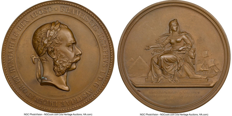 Franz Joseph I bronze "Suez Canal Opening" Medal 1869-Dated MS64 Brown NGC, Haus...