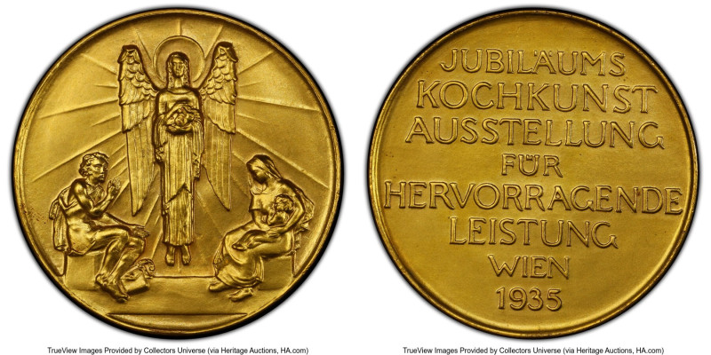 Republic gilt Specimen "Vienna Culinary Exposition" Medal 1935 SP66 PCGS, 49mm. ...