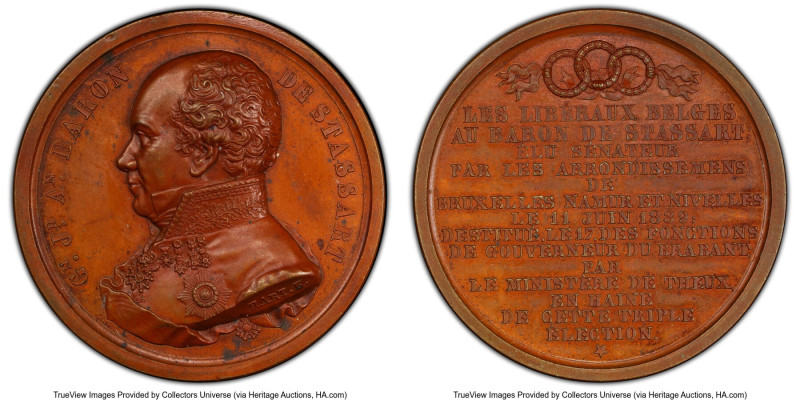 Brabant. City bronzed Specimen "Baron Goswin de Stassart" Medal 1839 SP63 PCGS, ...