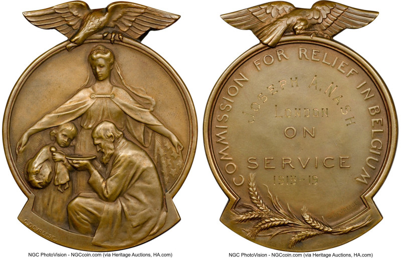 "Commission for Relief in Belgium" bronze Medal ND MS64 NGC, 64.5mm x 50mm. By D...