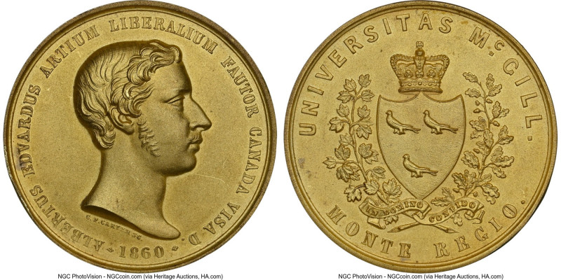 "McGill University" gold Medal 1860-Dated UNC Details (Edge Filing) NGC, 41mm. 4...