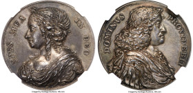 Frederick III silver "King Frederick III and Queen Sophie Amalia of Brunswick-Calenberg" Medal ND (c. 1659) MS61 NGC, Galster-81, Brockman-688. 40mm. ...