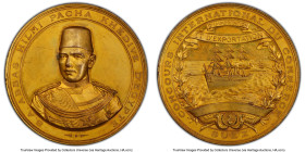 Abbas Hilmy II gilt-copper Specimen "International Trade Competition Suez" Medal ND (c. 1892) SP61 PCGS, 67mm. By Stefano Johnson. A stunning, very sc...