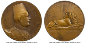 Fuad I bronze Specimen "Belgium Royal Visit - King Fuad I" Medal 1927 SP63 PCGS, 72mm By S. E. Vernier and G. Devreese. From the Sphinx Collection HID...