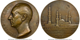 Fuad I bronze "Georges Philippar" Medal 1930 MS61 Brown NGC, 68mm. By Auguste Maillard. Commemorating Exposition Française in Cairo. From the Sphinx C...