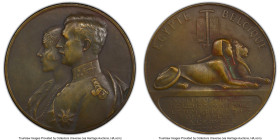 Fuad I bronze Specimen "King and Queen of Belgium - Royal Visit" Medal 1930 SP58 PCGS, 72mm. By Devreese. From the Sphinx Collection HID09801242017 © ...