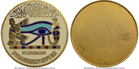Farouk enameled brass Uniface "XVth Concilium Ophthalmologicum Egypte" Medal 1937 MS64 NGC, 50mm. By T. Bichay. From the Sphinx Collection HID09801242...