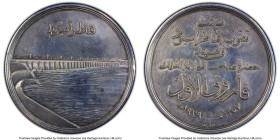 Farouk silver Specimen "Assiut Barrage" Medal AH 1357 (1939) SP58 PCGS, 51mm. Commemorating the extension of the Assiut Dam. Rare. Ex. Lockdales Sale ...