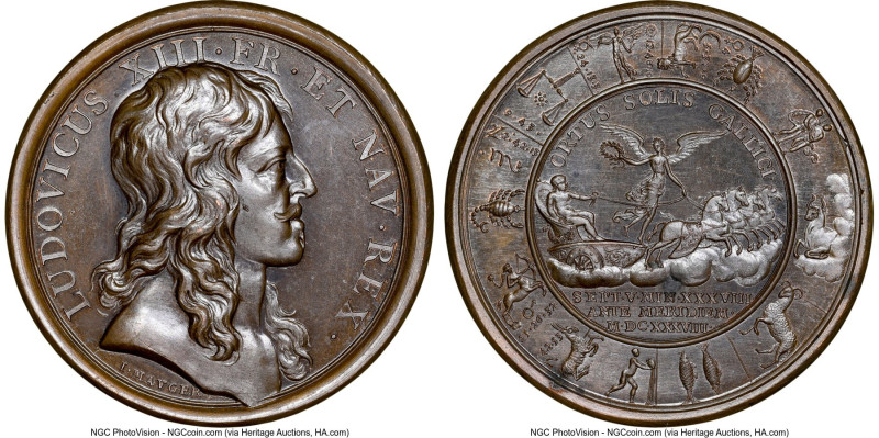 Louis XIII bronze "Birth of Louis XIV" 1638-Dated MS64 Brown NGC, Divo-2. 41mm. ...