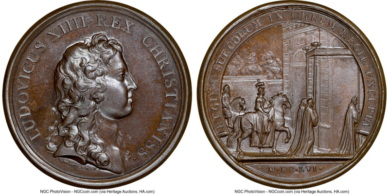 Louis XIV bronze "Queen Christina's Visit to Paris" Medal 1656-Dated MS66 Brown ...