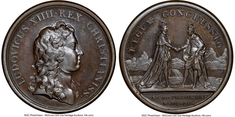 Louis XIV bronze "Peace of the Pyrenees" Medal 1660-Dated MS65 Brown NGC, Divo-5...