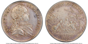 Louis XV silver "Escape From the Plague of Marseilles" Jeton 1723 AU Details (Cleaned) PCGS, Feuardent-1501. 30mm. By Roettier. Draped bust variety. H...