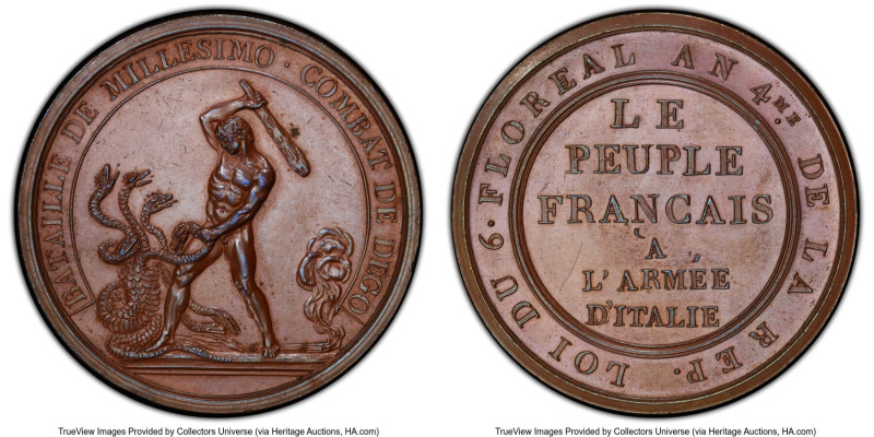 Republic bronzed "Bataille de Millesimo" Specimen Medal An 4 (1796) SP63 PCGS, J...