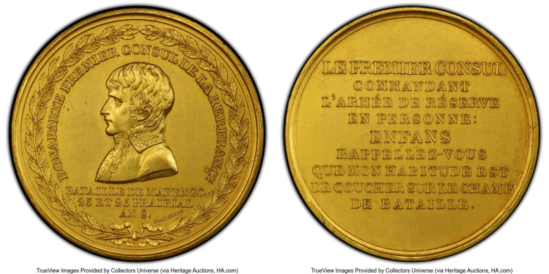 Napoleon gilt "Battle of Marengo" Medal L'An 8 (1800) SP63 PCGS, Bramsen-38. By ...