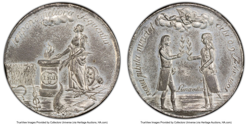 Napoleon white metal "Peace of Luneville" Medal 1801 AU Details (Tooled) PCGS, B...