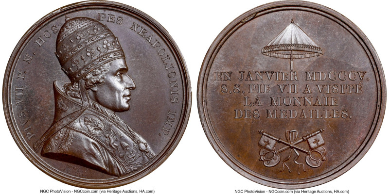 Napoleon bronze "Pius VII - Paris Mint Visit" 1805-Dated MS66 Brown NGC, Bramsen...