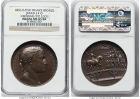 Napoleon bronze "Crossing the Lech" Medal 1805-Dated MS65 Brown NGC, Julius-1410. 40mm. By Droz Fecit. With a lilac-toned lower field, this captivatin...