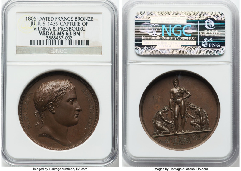 Napoleon bronze "Capture of Vienna & Presbourg" 1805-Dated MS63 Brown NGC, Juliu...