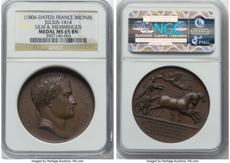 Napoleon bronze "Ulm & Memmingen" Medal 1806-Dated MS65 Brown NGC, Julius-1414. ...