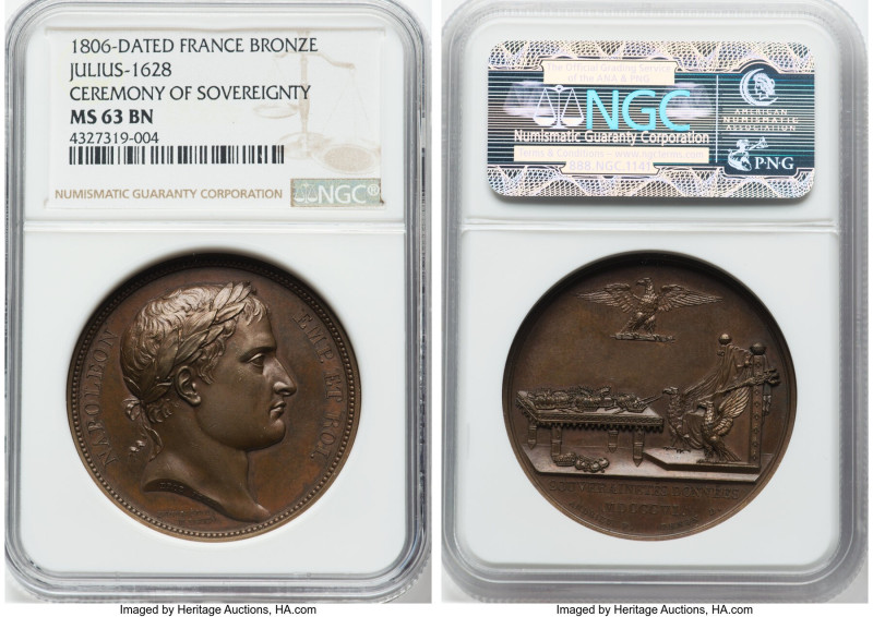 Napoleon bronze "Ceremony of Sovereignty" Medal 1806-Dated MS63 Brown NGC, Juliu...