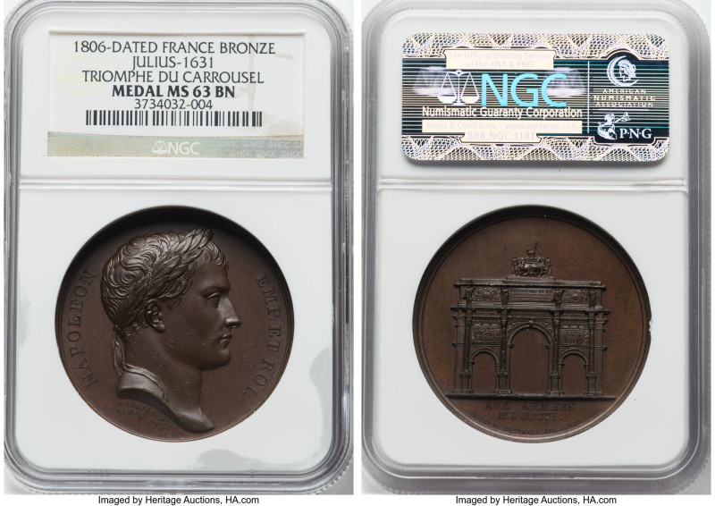 Napoleon bronze "Triomphe Du Carrousel" Medal 1806-Dated MS63 Brown NGC, Julius-...