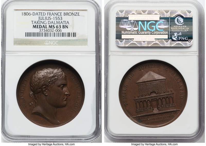 Napoleon bronze "Taking Dalmatia" Medal 1806-Dated MS63 Brown NGC, Julius-1553. ...