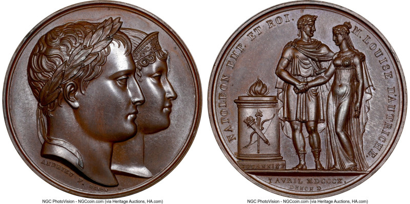 Napoleon bronze "Marriage of Napoleon and Marie-Louise" Medal 1810-Dated MS66 Br...