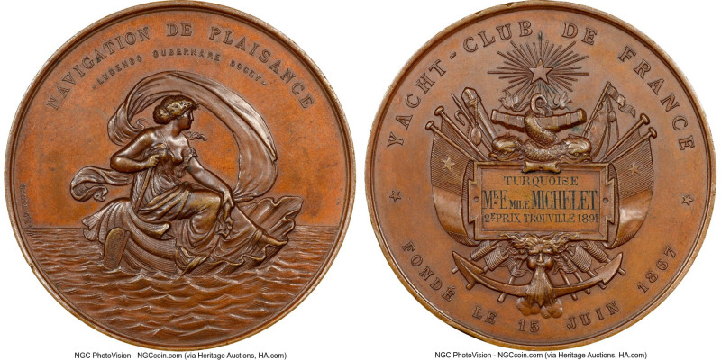 Republic bronze "Yacht Club de France" Medal 1891-Dated MS63 Brown NGC, 68mm. Mi...