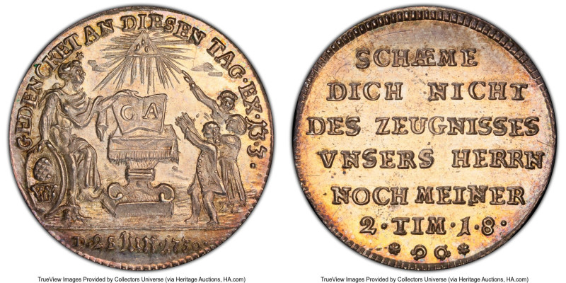 Augsburg. Free City silver "Augsburg Confession 200th Anniversary" Medal 1730 MS...