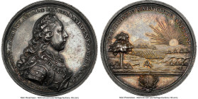 Nürnberg. Joseph II silver "Coronation" Medal 1764-Dated UNC Details (Obverse Stained) NGC, Erlanger-1145. 44mm. By Oexlein. One of the more popular c...