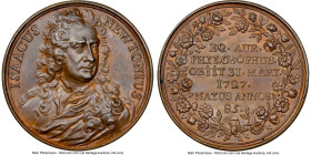 George I bronze "Death of Isaac Newton" Medal 1727 MS63 Brown NGC, MI-470-84, Eimer-506. 33mm. By J. Dassier. This eye-catching and commemorative Meda...