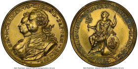 George III gilt bronze "Coronation" Medal 1761 MS61 NGC, BHM-33, 39mm. By T. Ward. HID09801242017 © 2023 Heritage Auctions | All Rights Reserved