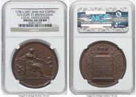 George III copper "Colours to Birmingham - Local Association" Medal 1798 AU58 Brown NGC, BHM-459, Eimer-899. 41mm. By J. S. Jordan. From the Budanitsk...