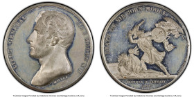 George III white metal "Death of General John Moore" Medal 1809-Dated (1820) SP62 PCGS, BHM-666, Eimer-994. 40mm. By Mills and Couriguer. On the death...