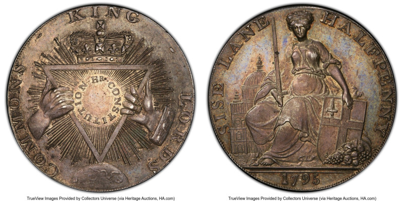 Middlesex. Davidson's silver 1/2 Penny Token 1795 MS63 PCGS, DH-294c. 29mm. HID0...