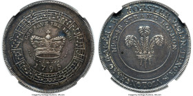 Middlesex. Forster's silver "Save the King - Violin Music" 1/2 Penny Token 1795 MS62 NGC, D&H-302B. 31mm. Milled diagonal edge. A seldom-seen type wit...
