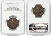 Middlesex. Prattent "London Commercial" 1/2 Penny Token 1796 MS65 Brown NGC, D&H-459. 28mm. Plain edge. Stunning and bright amber toning around the pe...