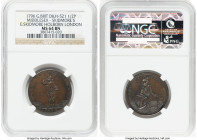 Middlesex. Skidmore "A Free Born Briton of a French Republican" 1/2 Penny Token 1796 MS64 Brown NGC, D&H-521. 22mm. Skidmore Holborn London edge. From...