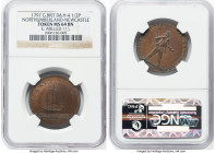 Northumberland. Newcastle "Coaly Tyne" 1/2 Penny Token MS64 Brown NGC, D&H-4. 29mm. Diagonal milled edge. By James. From the Olympic Coach Collection ...